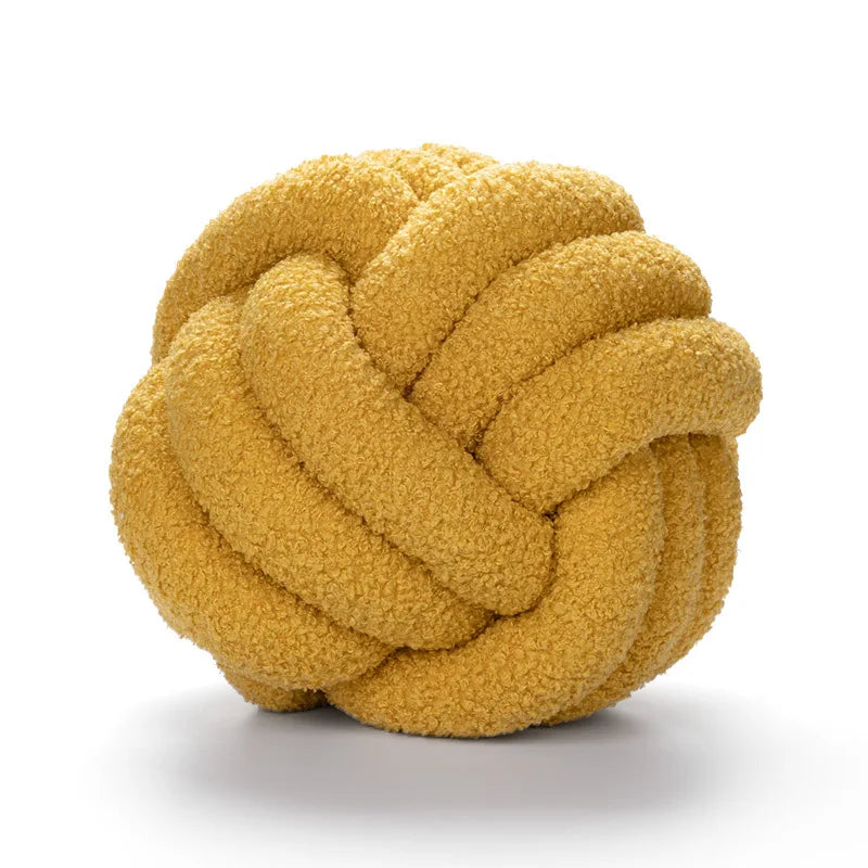 Hand-Knotted Ball Throw Pillow - Cozy Sheepskin