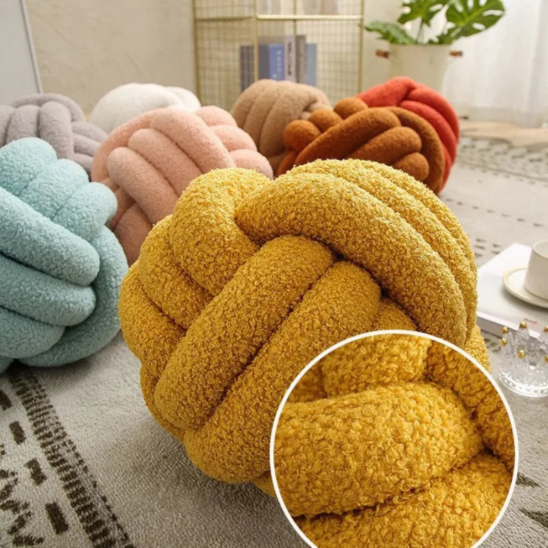 Hand-Knotted Ball Throw Pillow - Cozy Sheepskin