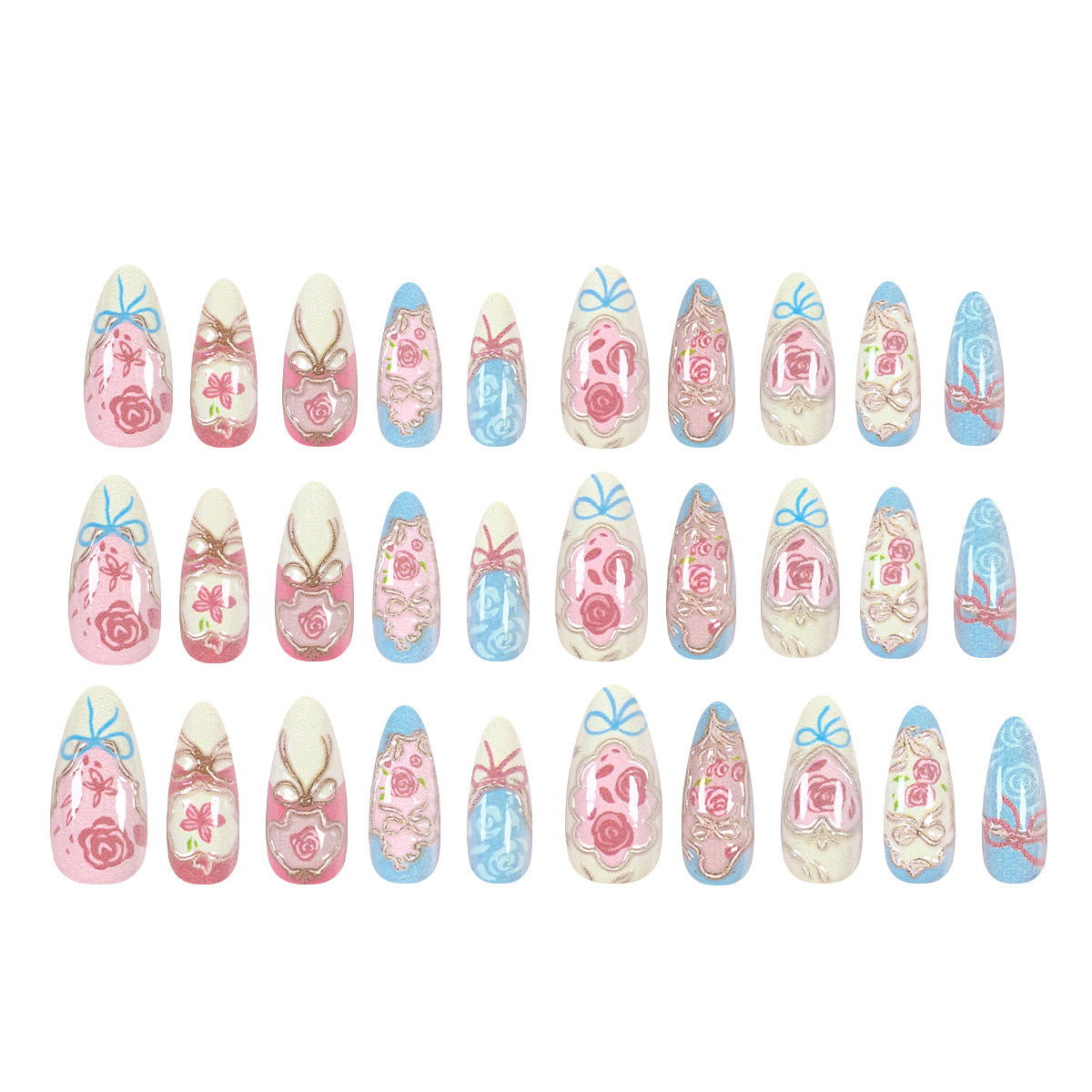 Handcrafted Floral Acrylic Press-On Nails