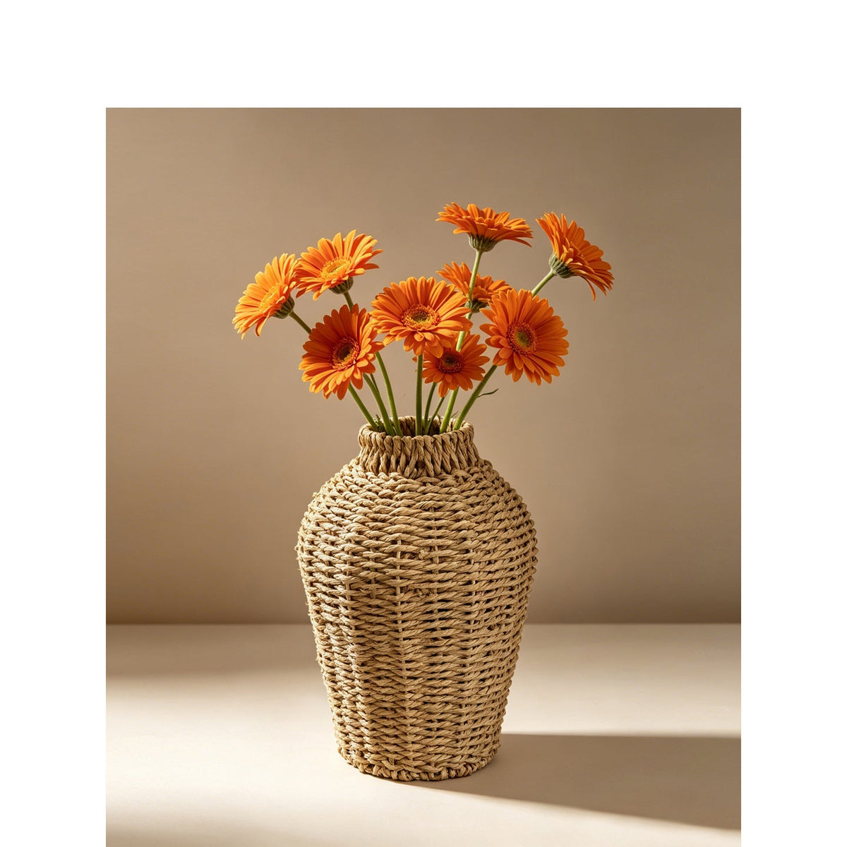Handwoven Natural Fiber Flower Pot