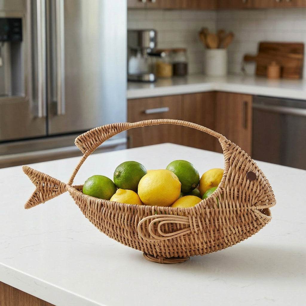 Handwoven Willow Fish Fruit Basket