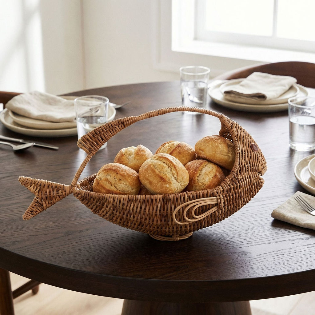 Handwoven Willow Fish Fruit Basket