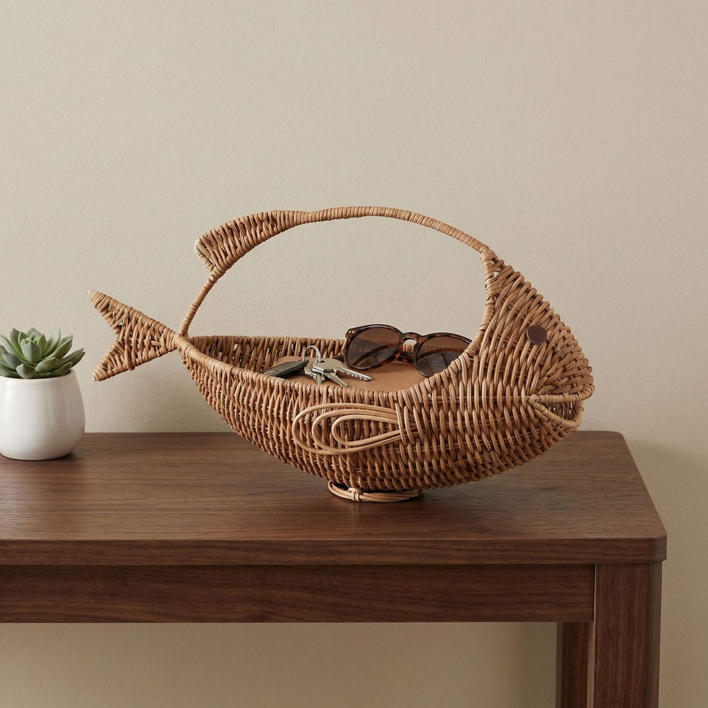 Handwoven Willow Fish Fruit Basket