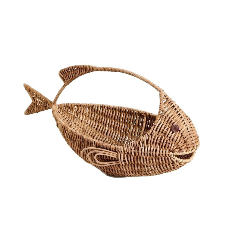 Handwoven Willow Fish Fruit Basket