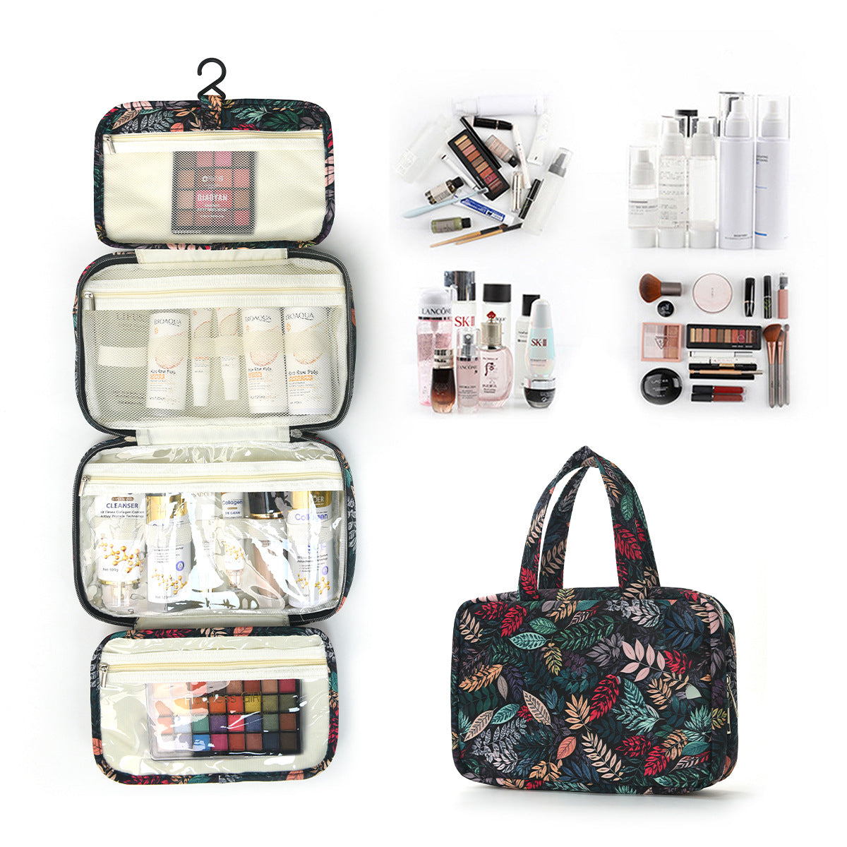 Hanging Cosmetic Organizer with Floral Design