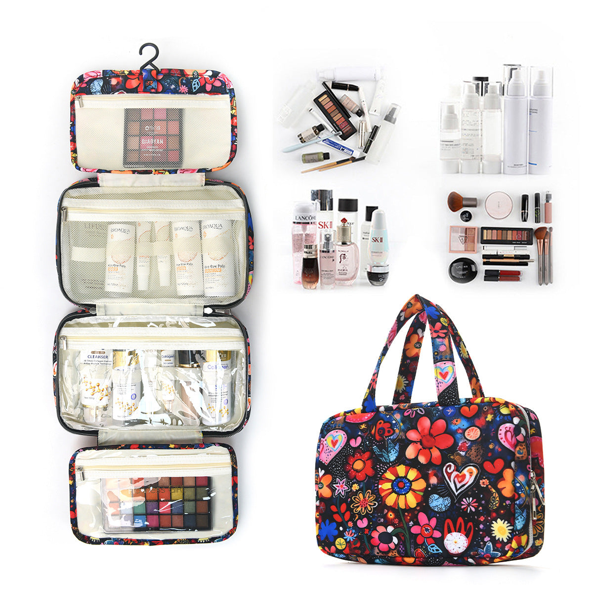 Hanging Cosmetic Organizer with Floral Design