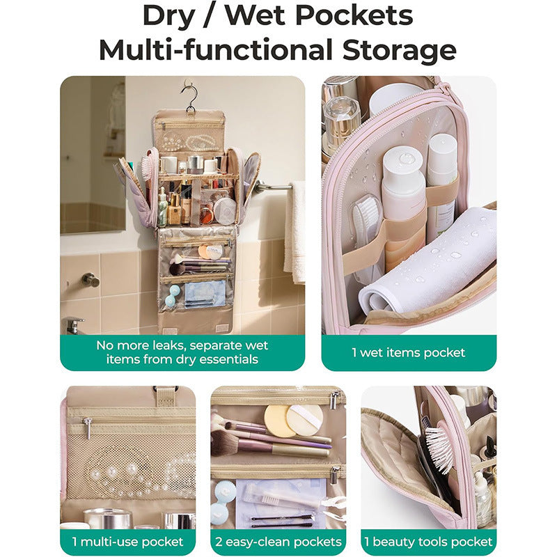 Hanging Cosmetic Organizer with Removable Hook