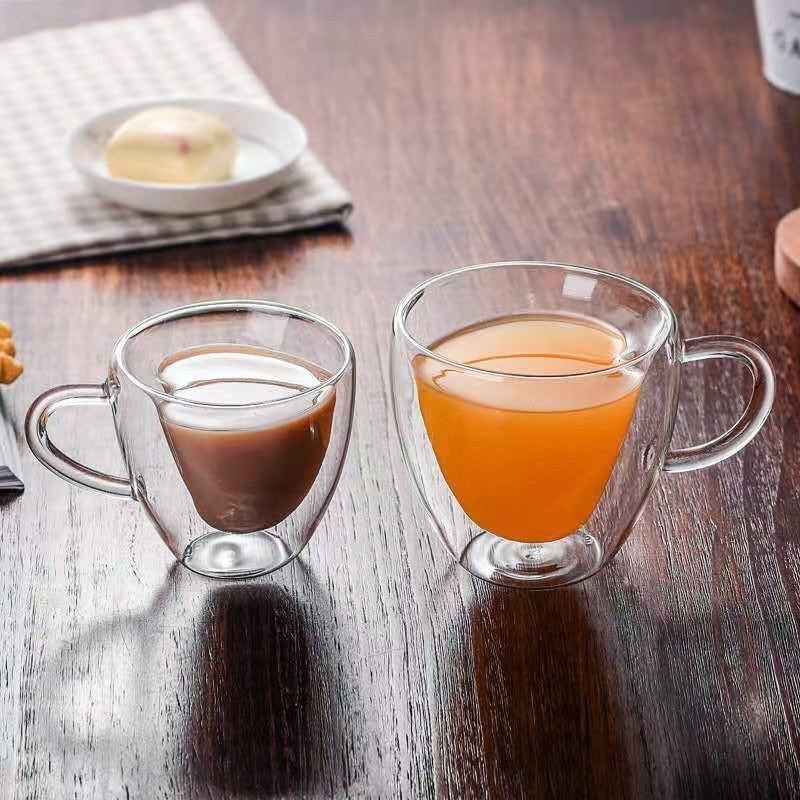 Heart-Shaped Double-Walled Glass Mug