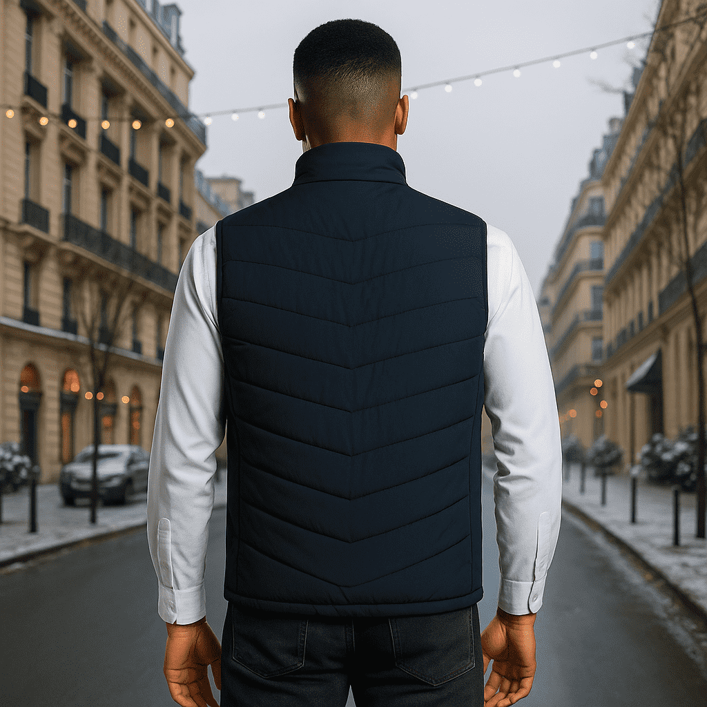 Heated Gilet Unisex with 3 Heat Levels on Back, Abdomen and Neck, Powered by USB Power Bank, Polyester with Thermal Lini