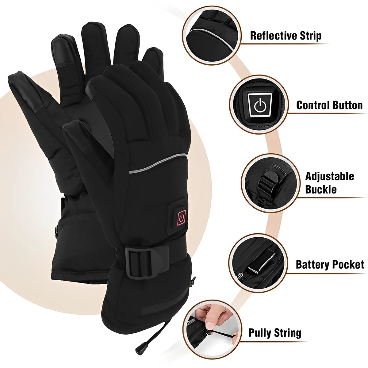 Heated Gloves with Rechargeable Battery