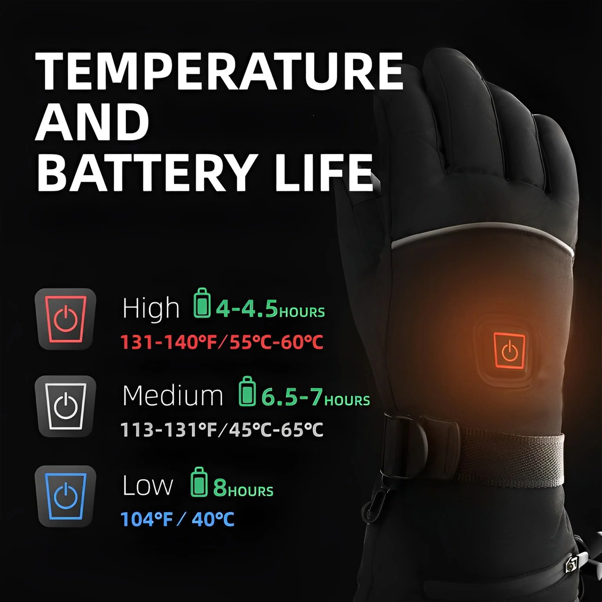 Heated Gloves with Rechargeable Battery