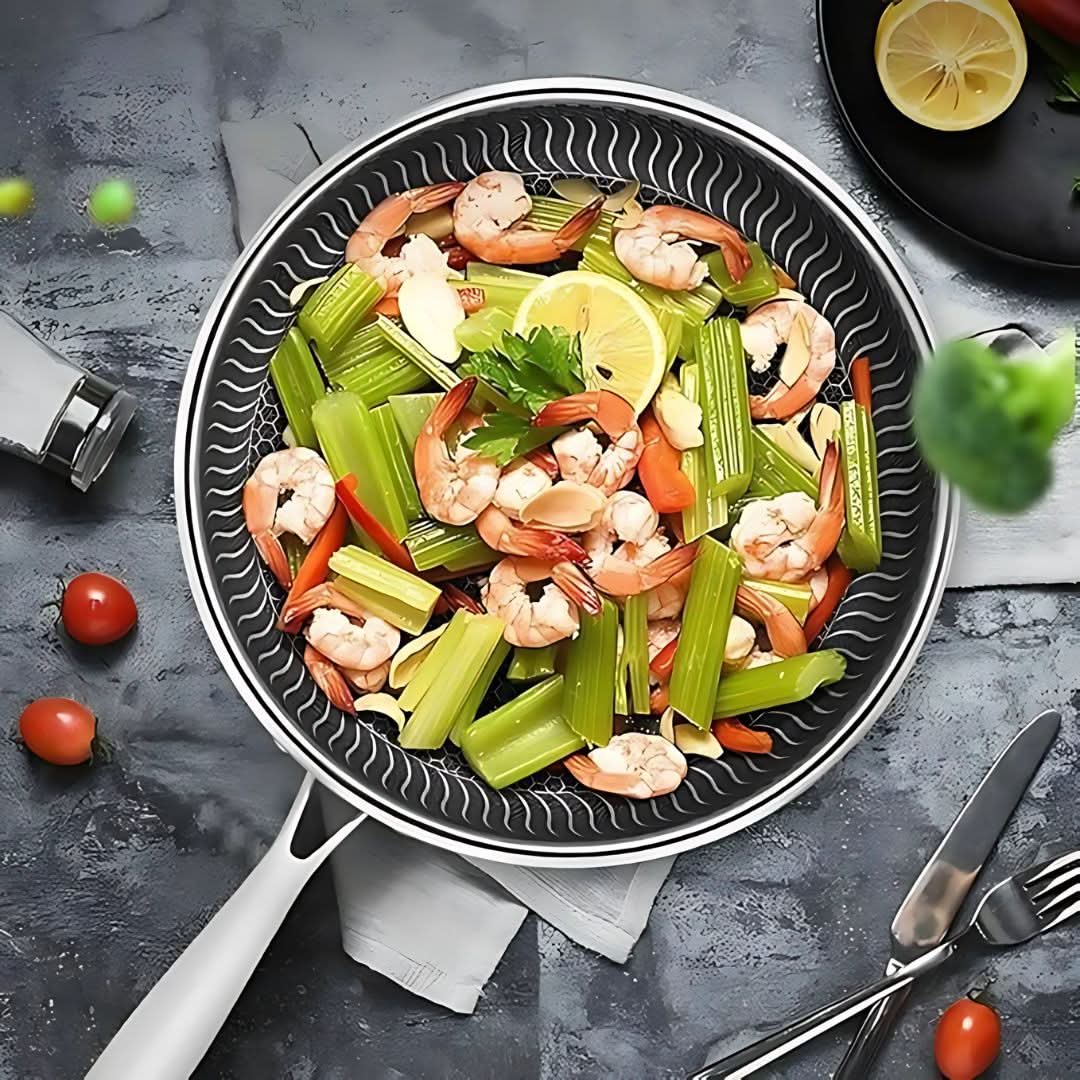 HexaPan Stainless Steel Non-Stick Frying Pan with Hexagonal Design
