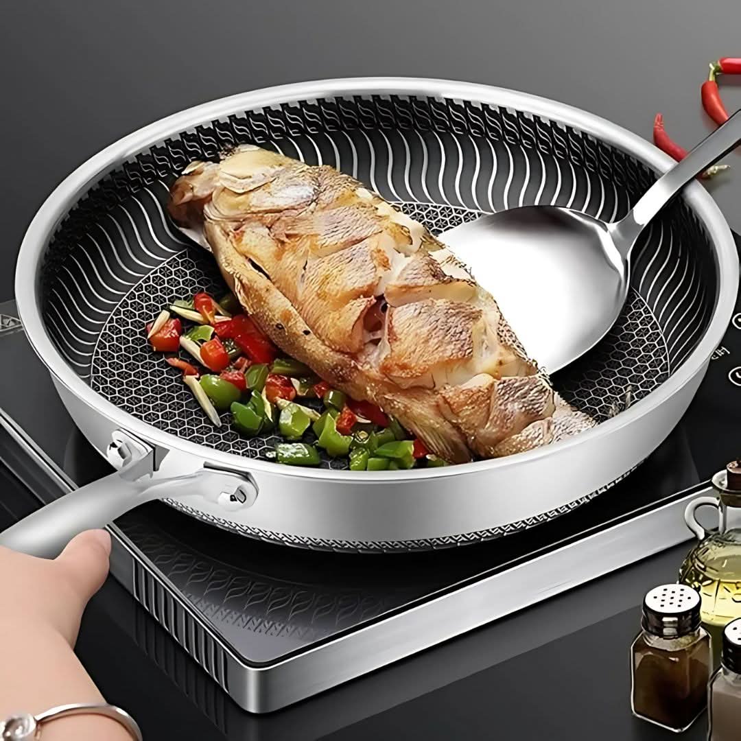 HexaPan Stainless Steel Non-Stick Frying Pan with Hexagonal Design