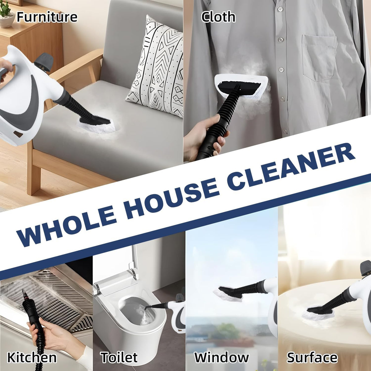 High-Pressure Handheld Steam Cleaner with 9-Piece Accessory Kit