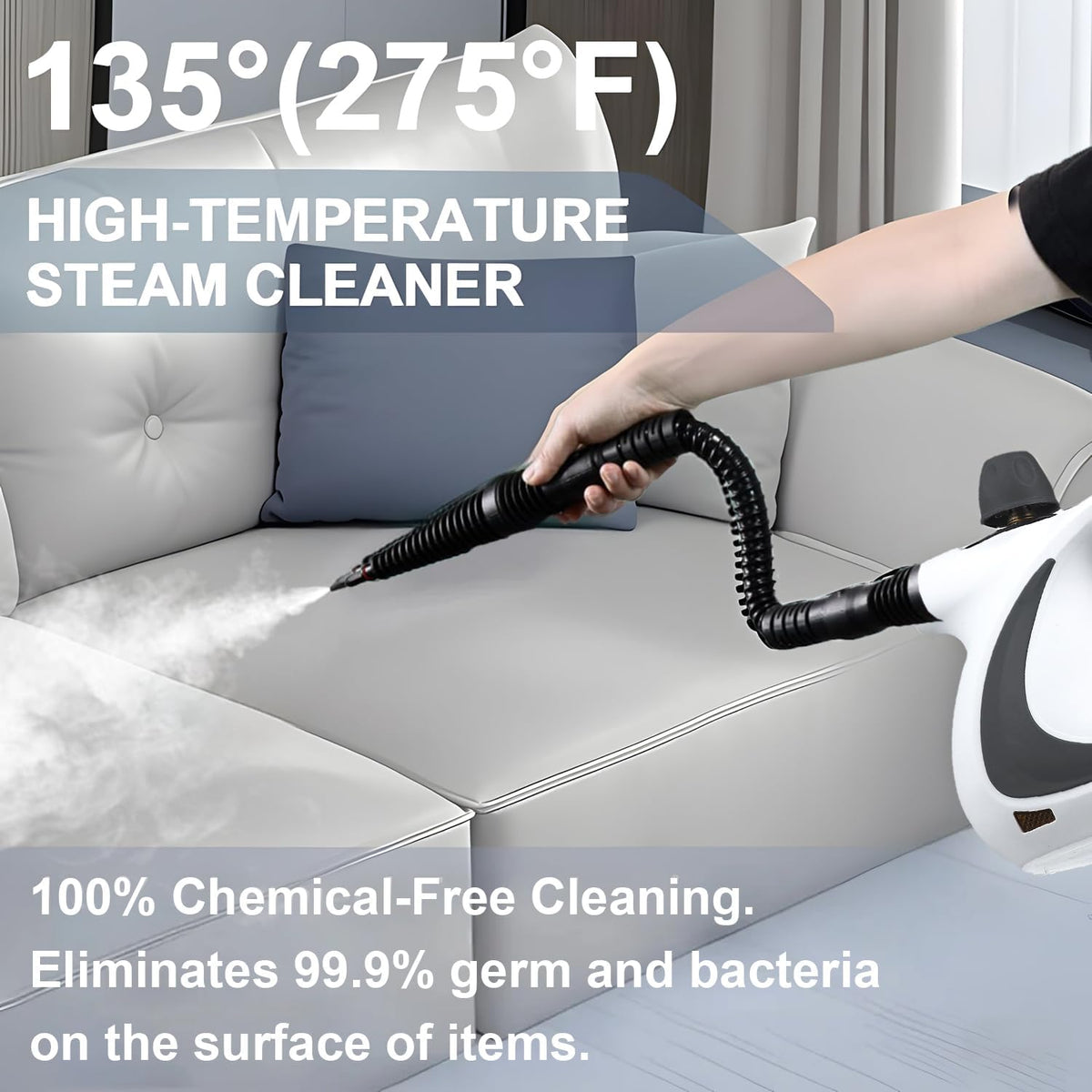 High-Pressure Handheld Steam Cleaner with 9-Piece Accessory Kit