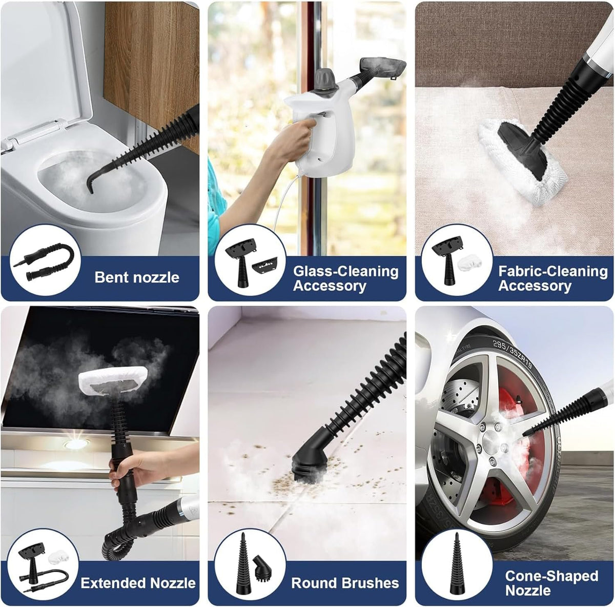High-Pressure Handheld Steam Cleaner with 9-Piece Accessory Kit