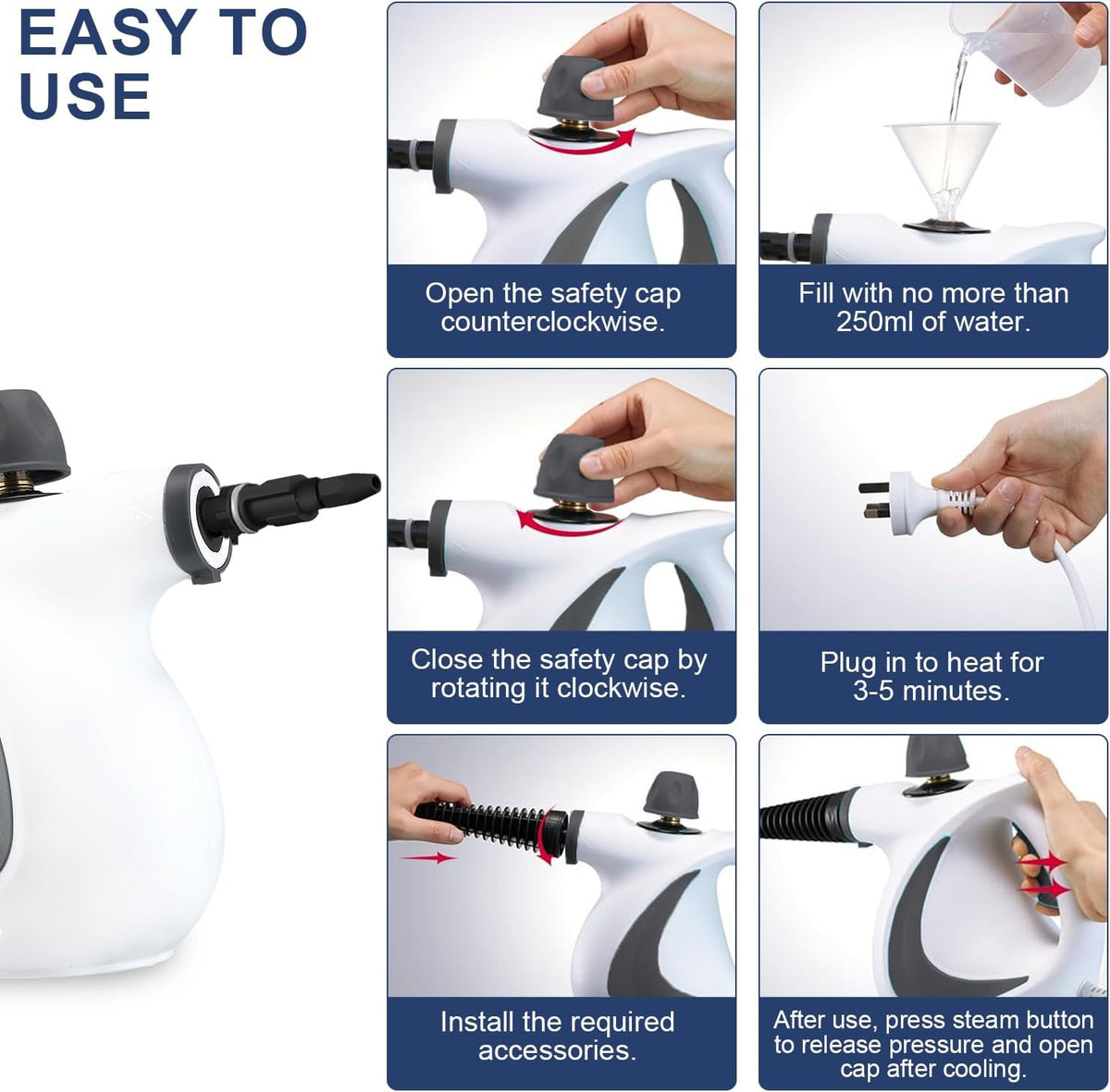 High-Pressure Handheld Steam Cleaner with 9-Piece Accessory Kit