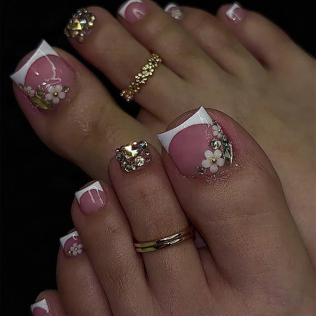 Holographic Glitter Press-On Toenail Set