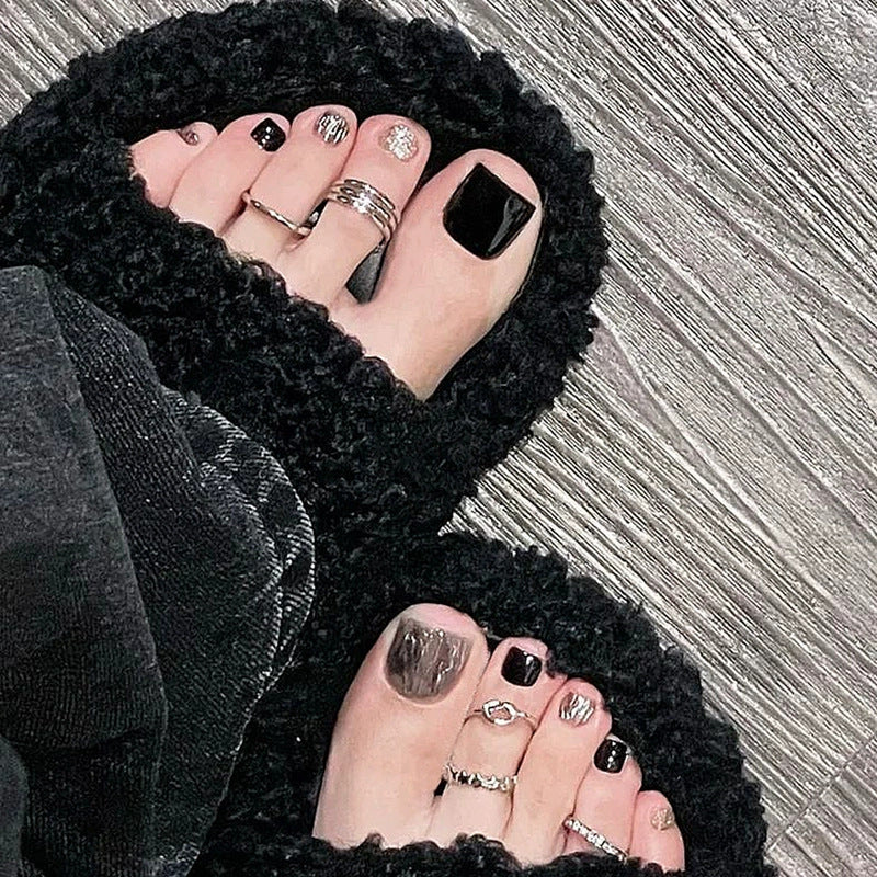 Holographic Glitter Press-On Toenail Set