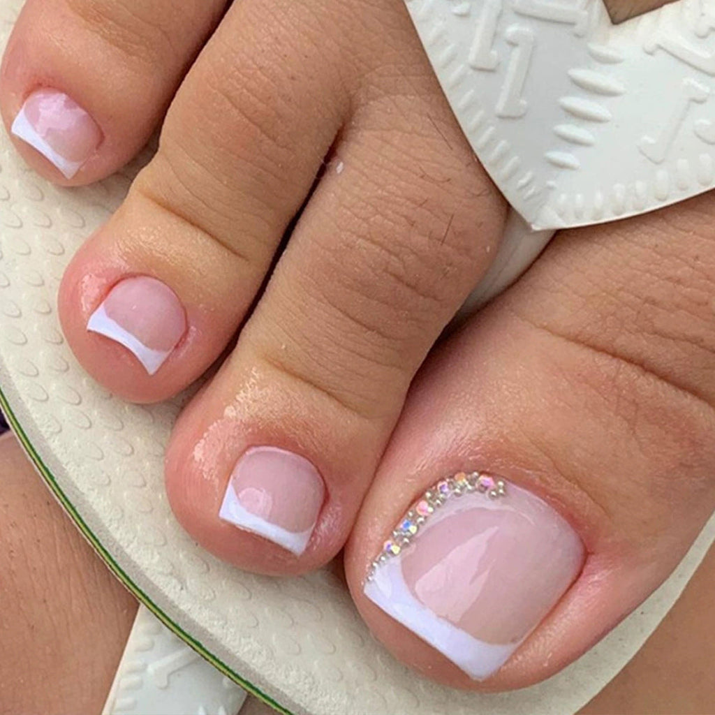 Holographic Glitter Press-On Toenail Set