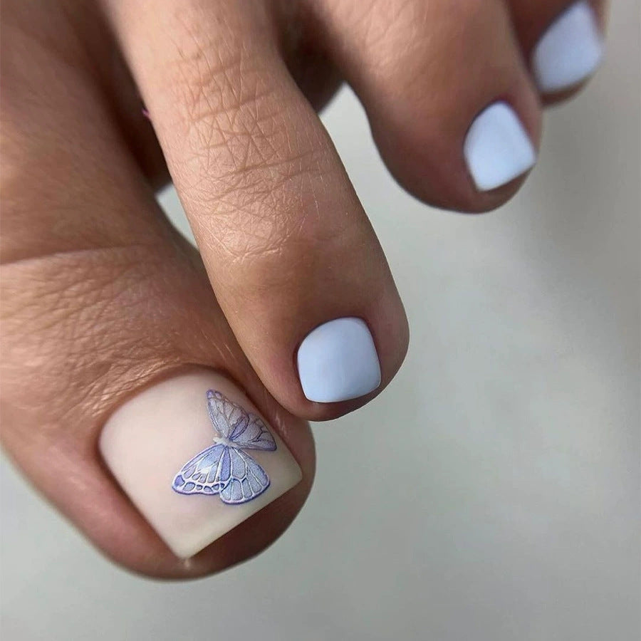 Holographic Glitter Press-On Toenail Set