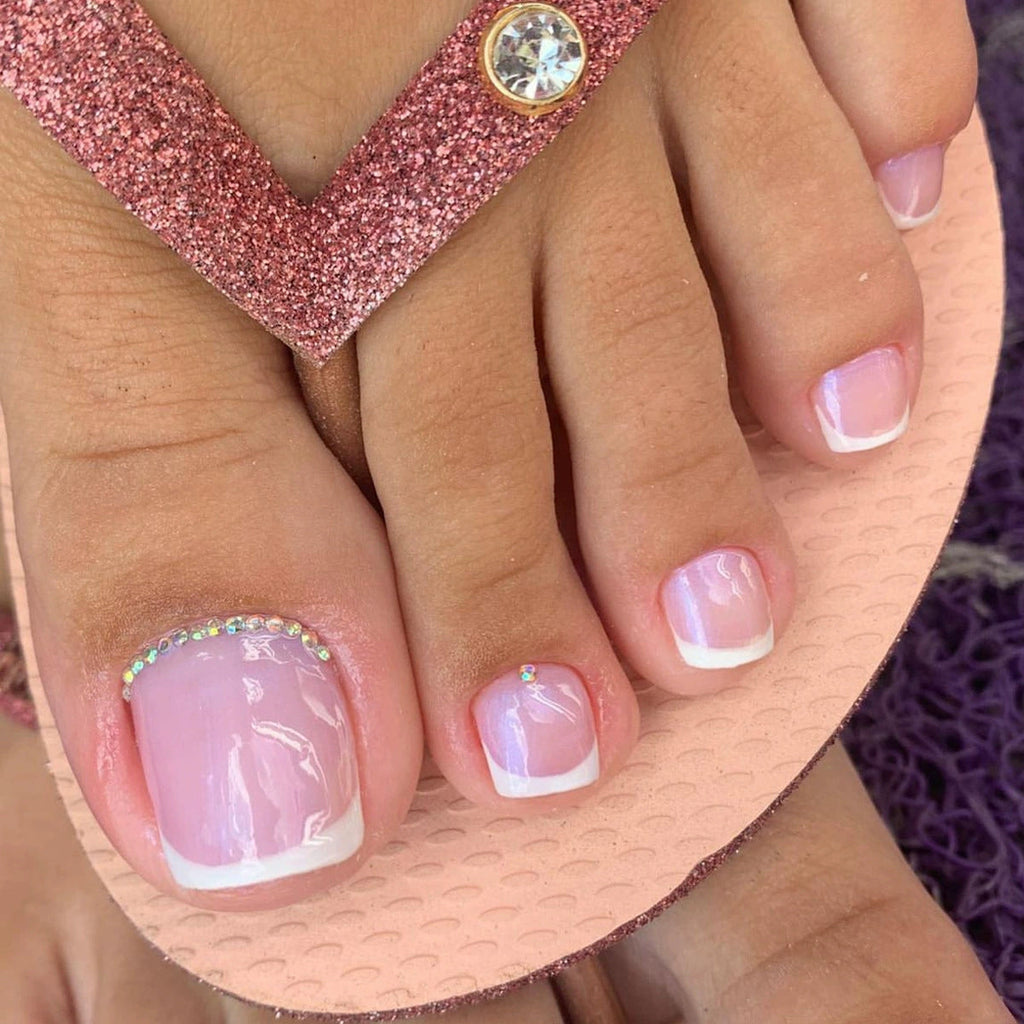 Holographic Glitter Press-On Toenail Set