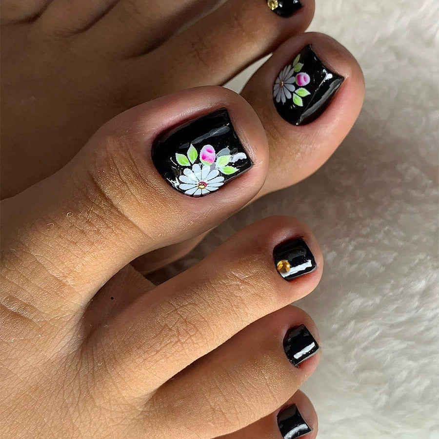Holographic Glitter Press-On Toenail Set