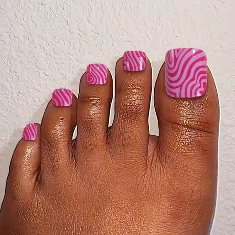 Holographic Glitter Press-On Toenail Set