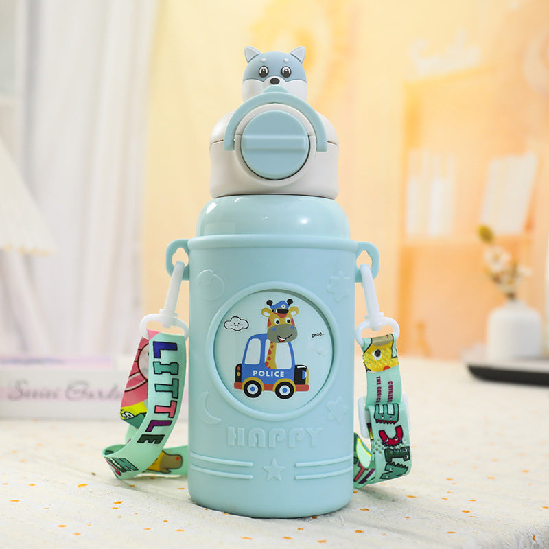 Insulated Water Bottle with Cute Frog Design