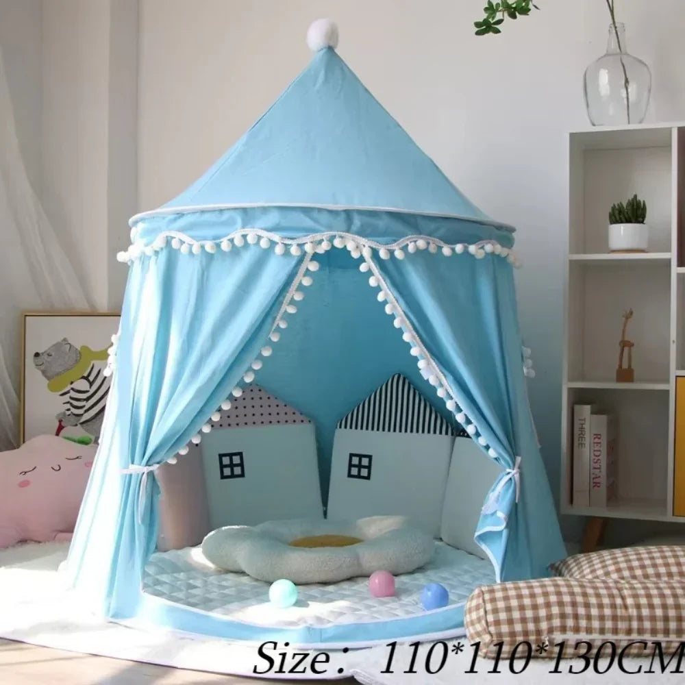 Kids Canvas Play Teepee Tent, 100% Cotton, Pine Poles, Spacious