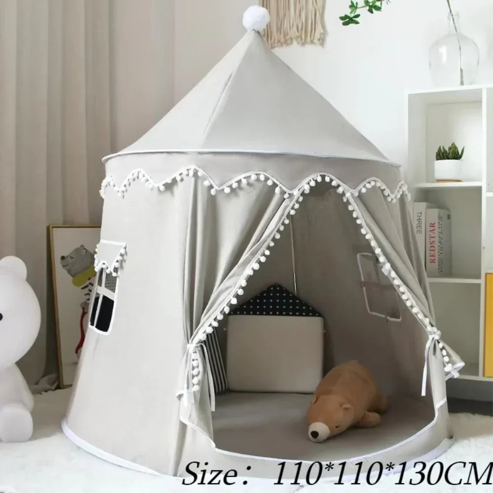 Kids Canvas Play Teepee Tent, 100% Cotton, Pine Poles, Spacious