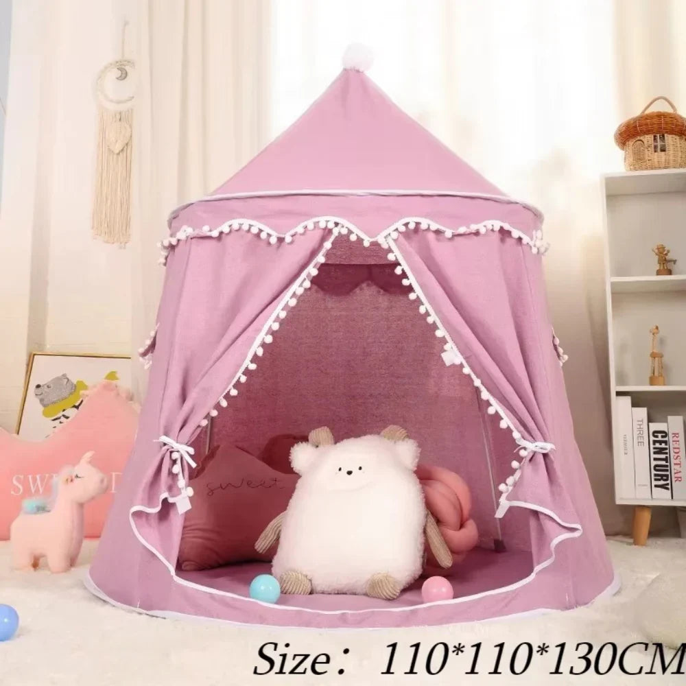 Kids Canvas Play Teepee Tent, 100% Cotton, Pine Poles, Spacious