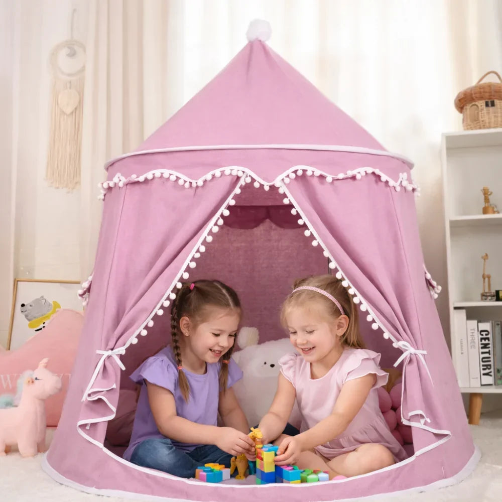 Kids Canvas Play Teepee Tent, 100% Cotton, Pine Poles, Spacious
