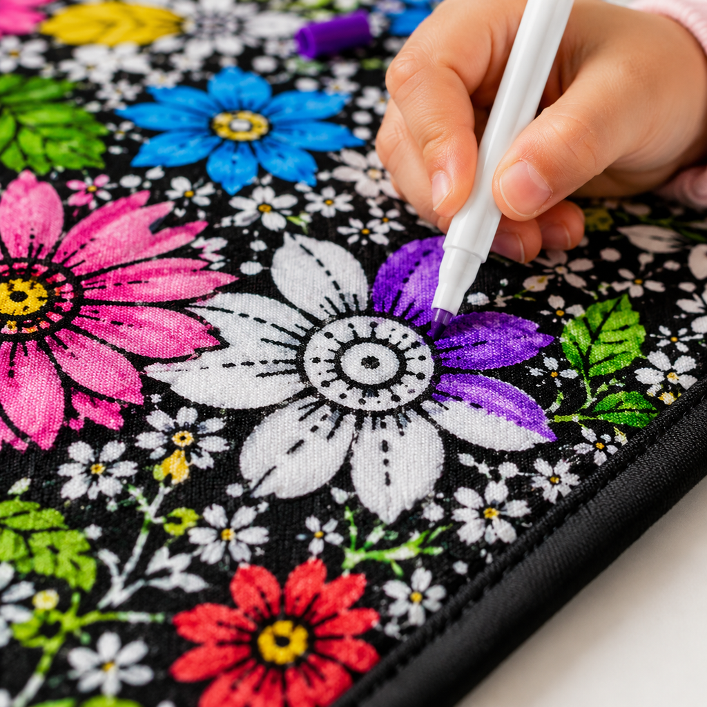 Kids DIY coloring blanket, soft plush fabric, washable & reusable
