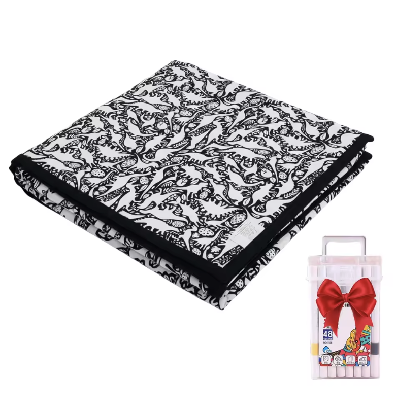 Kids DIY coloring blanket, soft plush fabric, washable & reusable
