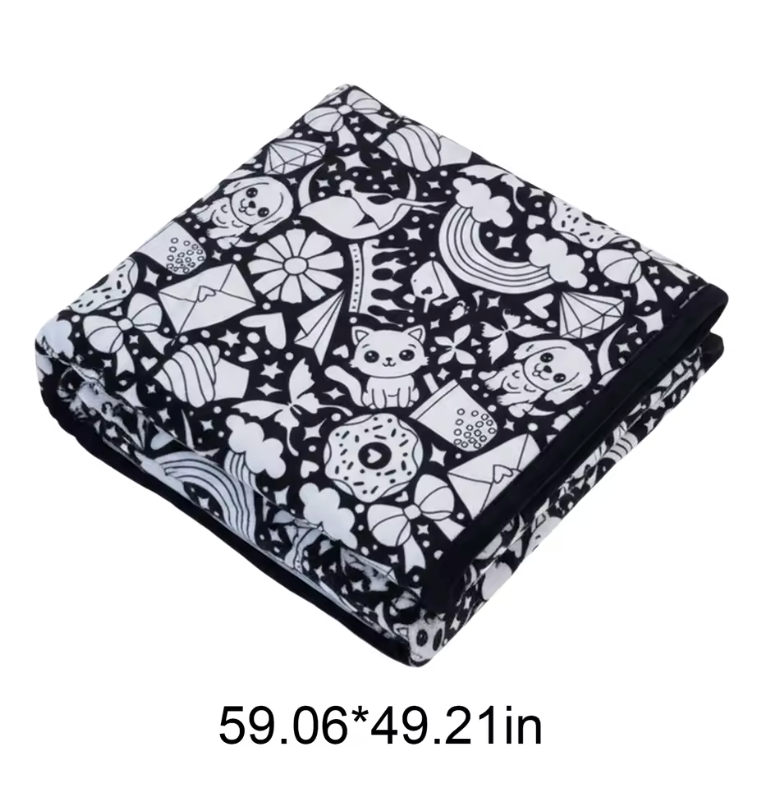 Kids DIY coloring blanket, soft plush fabric, washable & reusable