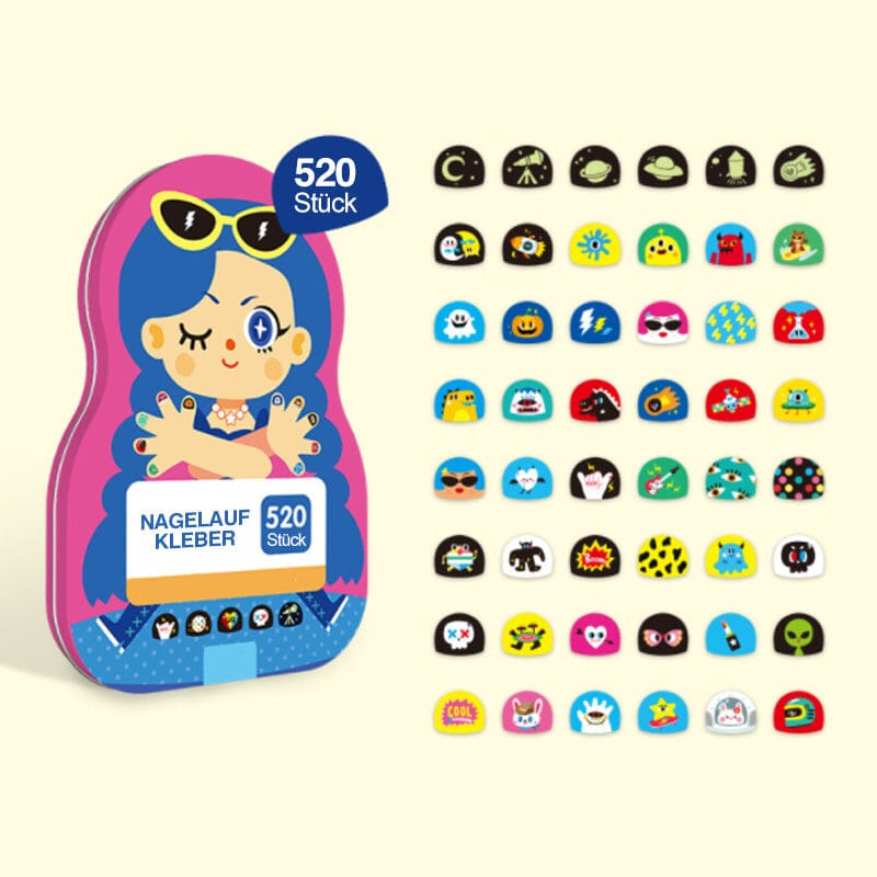 Kids' Nail Sticker Set – 520 Pieces
