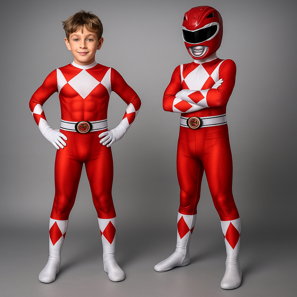 Kids Superhero Costume with Mask – Stretchy Full-Body Jumpsuit for Halloween & Dress-Up
