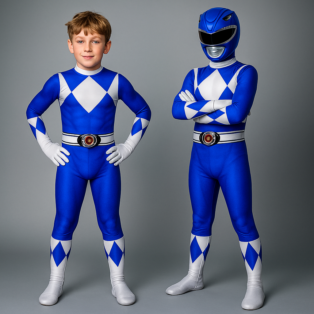 Kids Superhero Costume with Mask – Stretchy Full-Body Jumpsuit for Halloween & Dress-Up