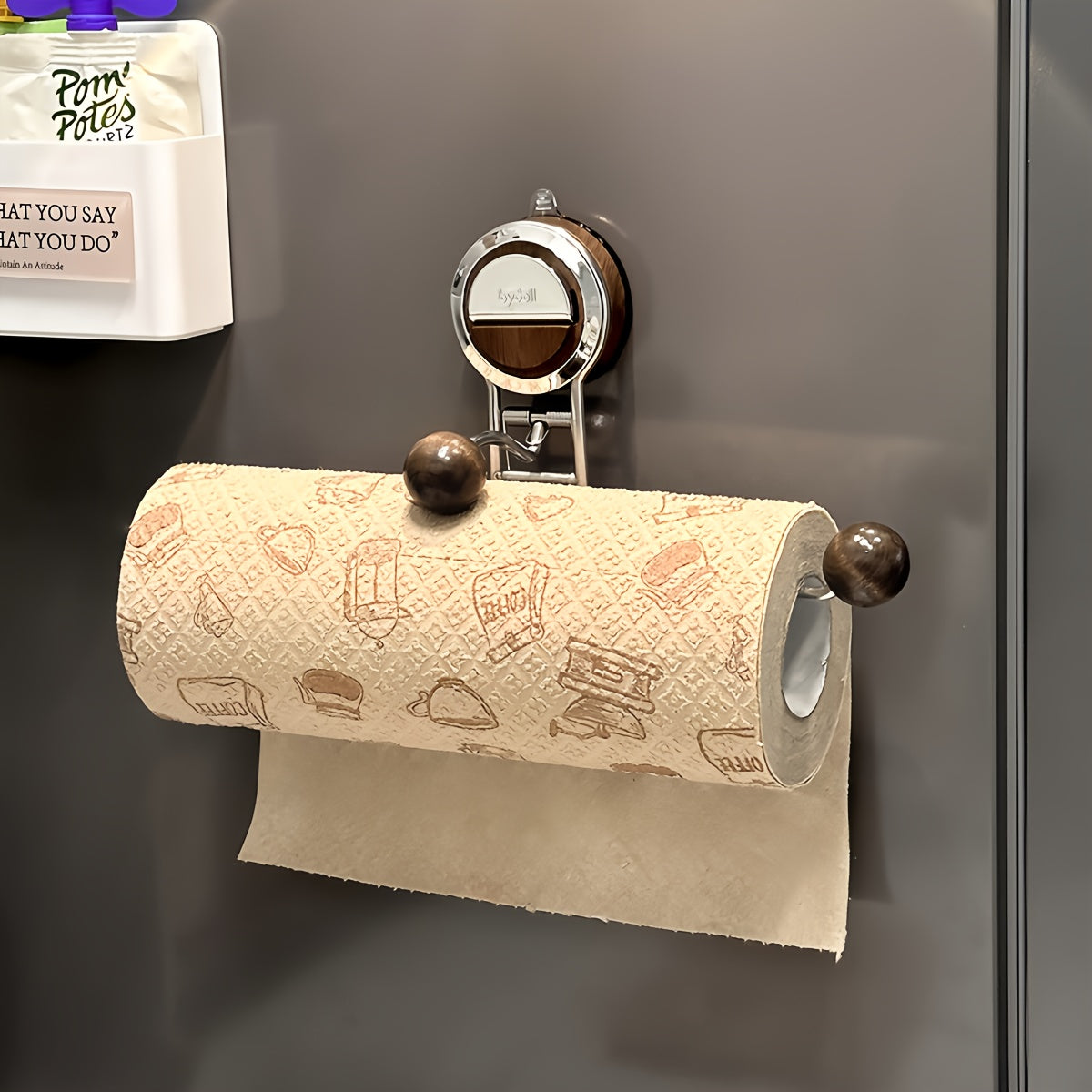 KitchenGrip Roll Holder – Stainless Steel Paper Towel Holder with Suction Cup
