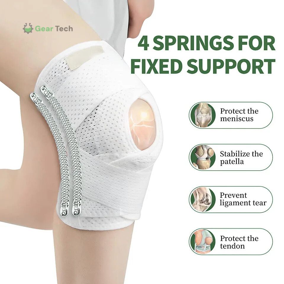 Knee Pads for Pain Relief with Compression Springs & Adjustable Tension Strap
