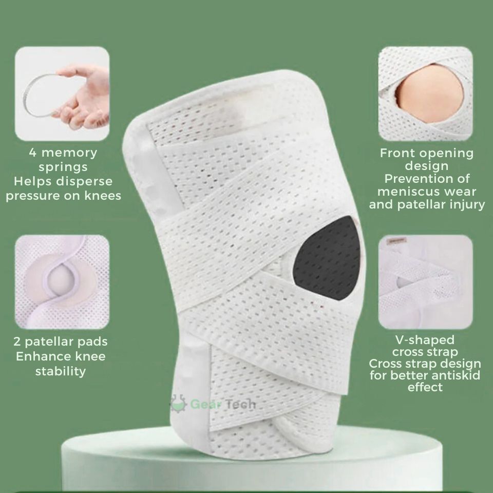 Knee Pads for Pain Relief with Compression Springs & Adjustable Tension Strap