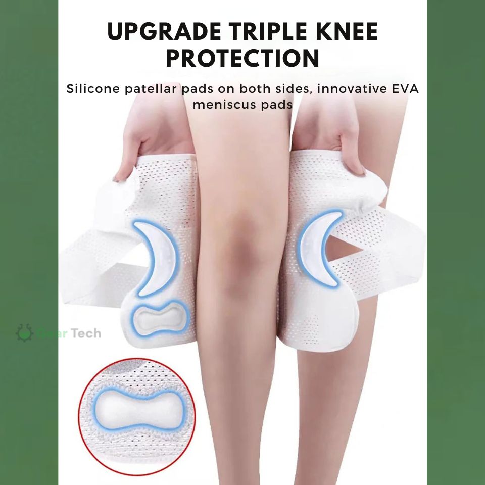 Knee Pads for Pain Relief with Compression Springs & Adjustable Tension Strap