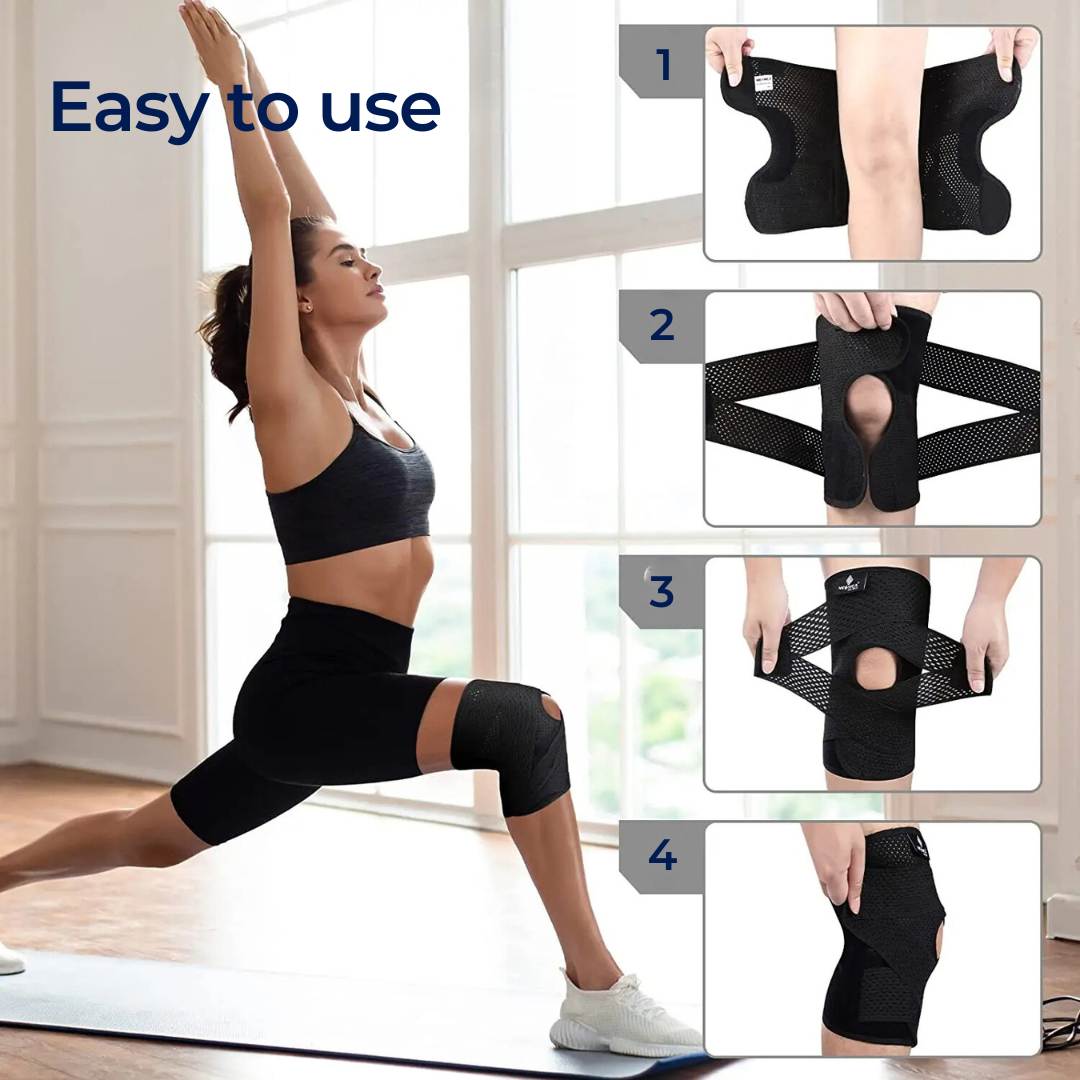 Knee Pads for Pain Relief with Compression Springs & Adjustable Tension Strap