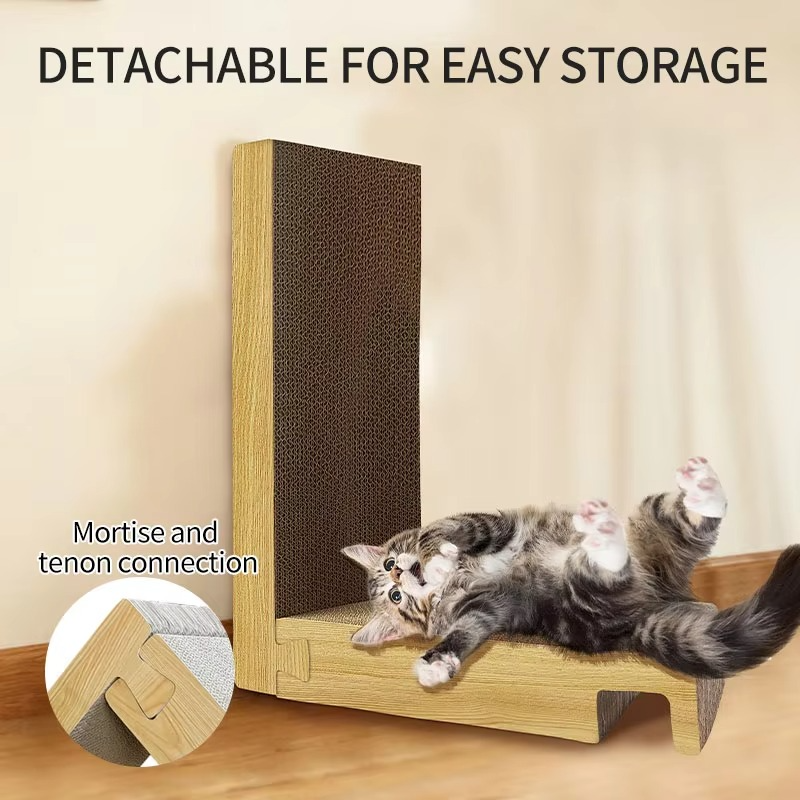 L-Shaped Corner Cat Scratching Post with Claw-Grinding Board