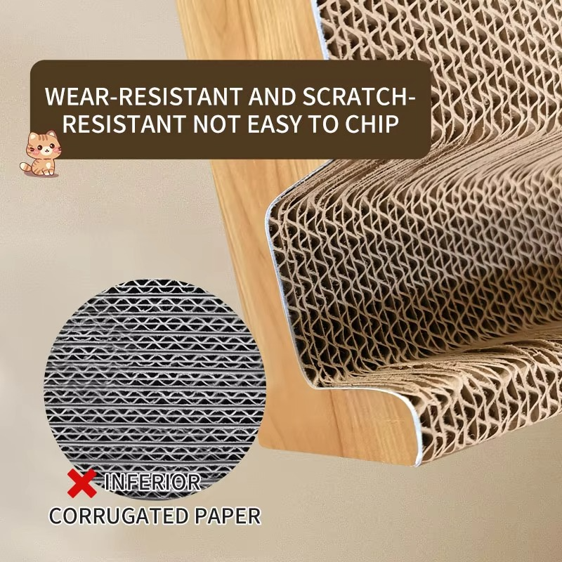 L-Shaped Corner Cat Scratching Post with Claw-Grinding Board