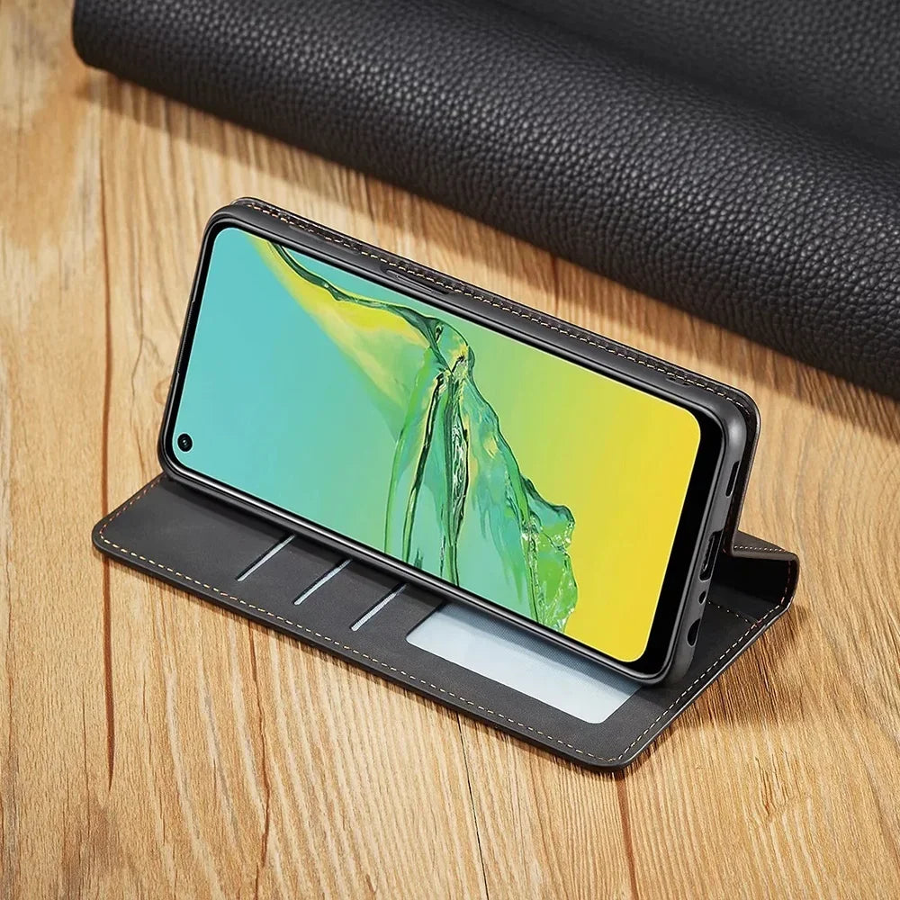 Leather Magnetic Case for Samsung Phones: Chic Protection