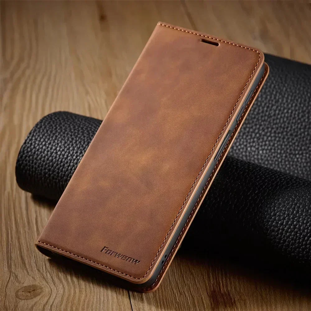 Leather Magnetic Case for Samsung Phones: Chic Protection