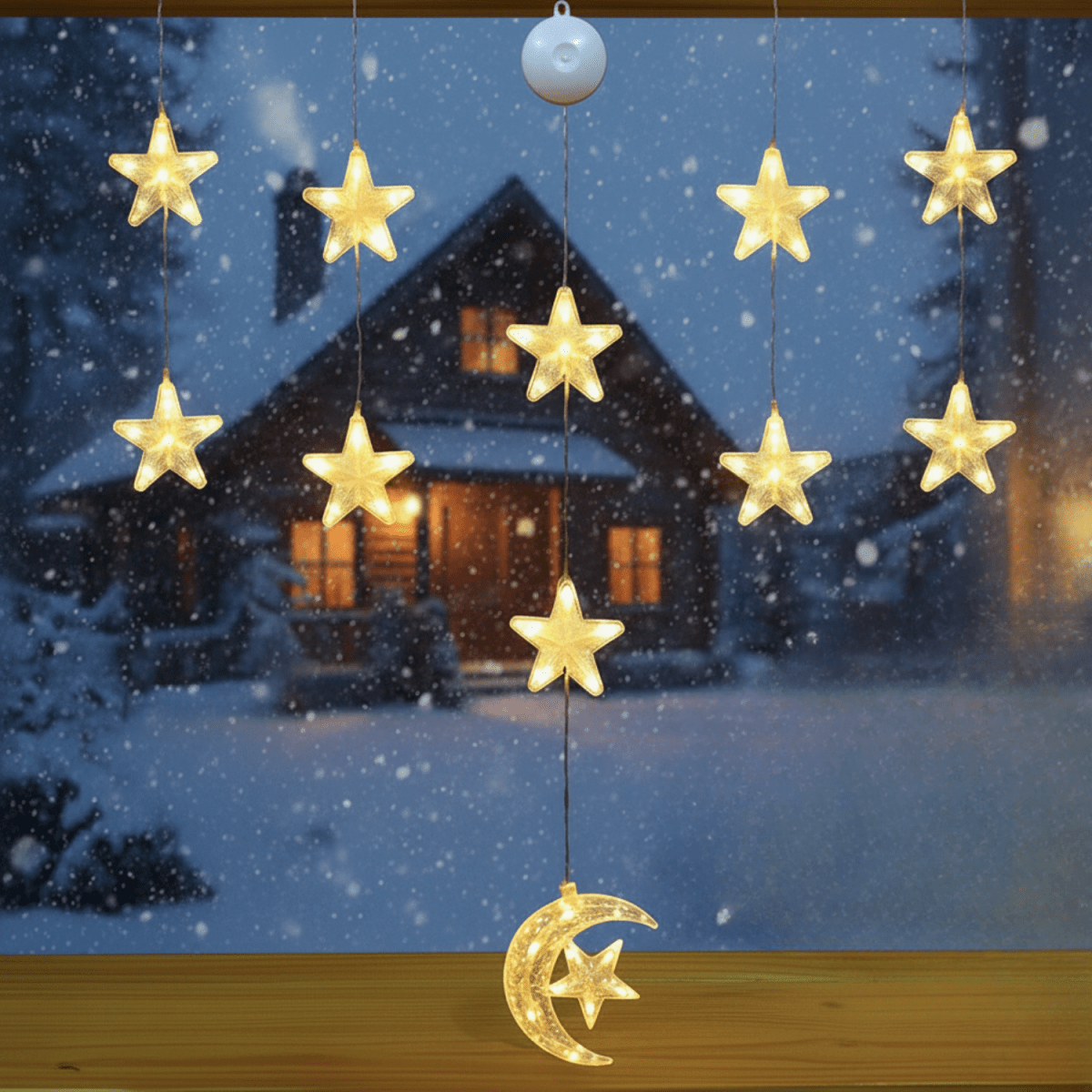 LED Christmas Lights with Suction Cups for Windows and Mirrors
