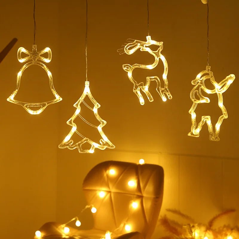 LED Christmas Lights with Suction Cups for Windows and Mirrors